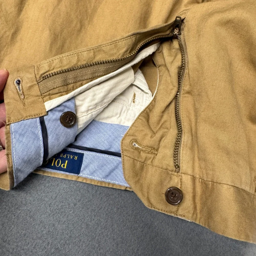 Polo Ralph Lauren Pants Mens 33x32 Classic Fit Khaki Linen Blend Coastal Chino